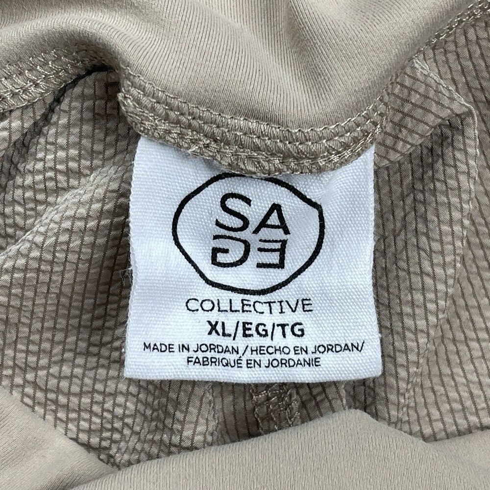 Sage Collective Pants Womens XL Textured Tapered Leg Cargo Crop Beige Pull On - Picture 6 of 13